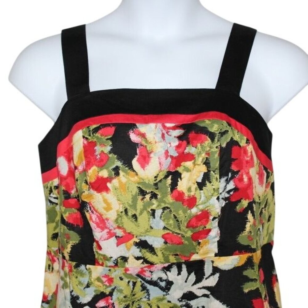 Lane Bryant Plus Sz 16 Red Black Floral Sleeveless Fit And Flow Party Dress NEW - Picture 4 of 8